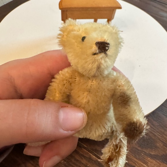 Antique Steiff Mohair Teddy Bear Mini 3" Tall Brown Fur *see Description* - Picture 8 of 10